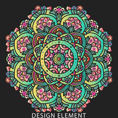 Vector round abstract circle. Mandala style. Decorative element, colored circular design element.