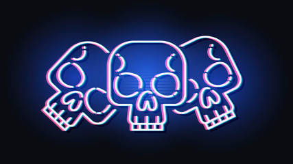 Neon, Skull, Mexican Holiday Day Of The Dead
