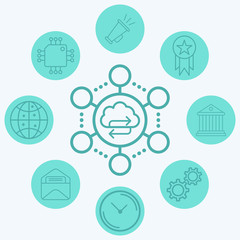 Fototapeta premium Cloud network vector icon sign symbol