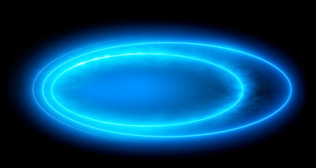 Blue neon oval. Glowing background. Abstract. Ultraviolet. Colorful ellipse