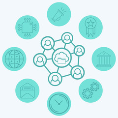 Cloud network vector icon sign symbol