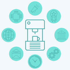 Coffee machine vector icon sign symbol