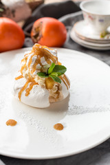 Mini Pavlova Meringue Dessert with Yellow Fruit