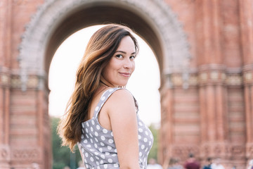 Portrait of pretty woman in the city