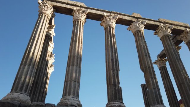 View of Diana Temple in Evora city in Alentejo portugal