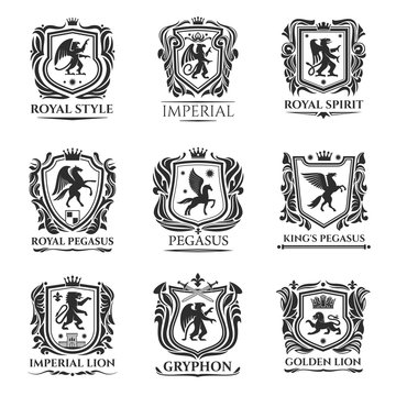 Heraldic animals, medieval heraldry shields