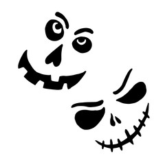 Big Halloween collection with bat, pumpkin, witch, ghost, scary faceelement for design, vector illustration