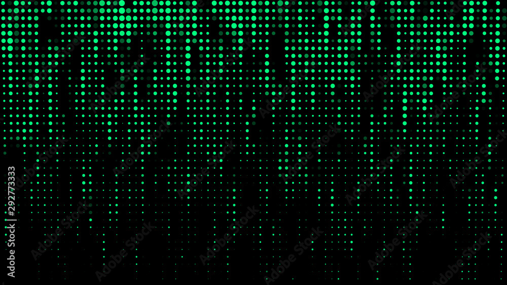 Poster Abstract glitch green background. Vector particle pattern. Corrupted code.