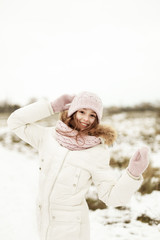 Obraz premium winter photo session, happy girl