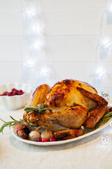 Christmas dinner with roast turkey