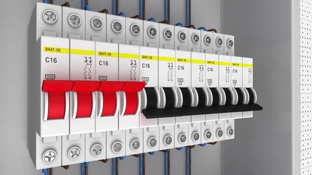 Electrical circuit breakers. 3D. 3D rendering 
