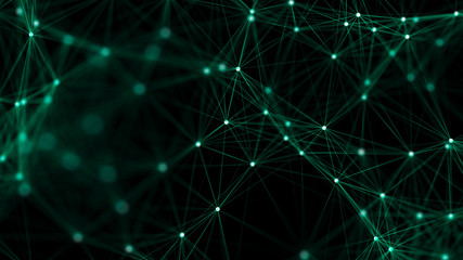 Abstract digital background. Big data visualization. Network connection structure. Science green...