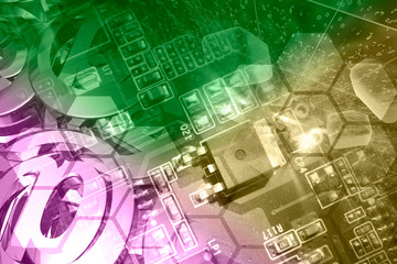 Electronic device, mail signs and digits