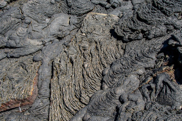 Detail of the solidified lava formations at Santiago Island, Galapagos.