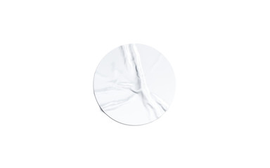 Blank white round adhesive sticker mock up isolated