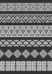 Set of seamless borders. Border decorative elements.