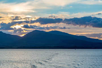 Sunset Over the Isle of Mull, Oban, Scotland Harbor