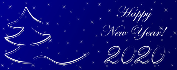 New Year and Christmas greeting card with text and 2020. New Years celebration and winter illustration. Vector EPS10