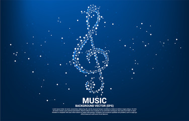 Vector sol music key note from dot connect line. Concept background for song and concert theme. - obrazy, fototapety, plakaty