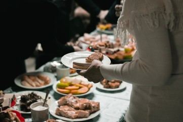 waiter serving food in restaurant