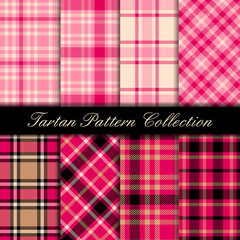Elegant tartan seamless pattern collection pink
