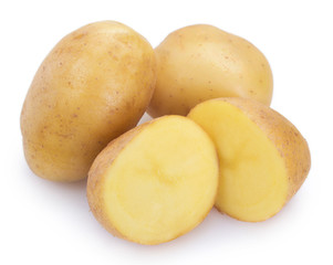 Raw potato on white background