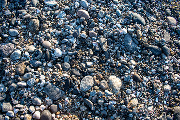 Stone and pebbles on beach