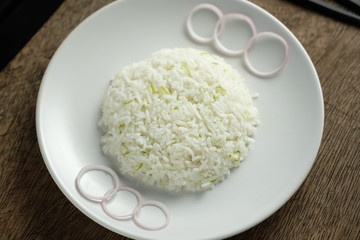 Cilantro lime in white dish top view