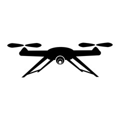 Simple Vector Silhouette of Drone, isolated on white background