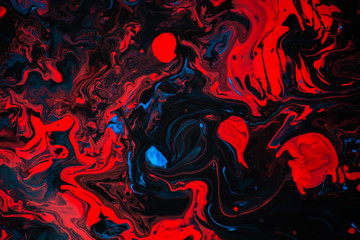 Abstract Red Black And Blue Paint Background, Colorful Painting Ink Fluid Swirl Pattern