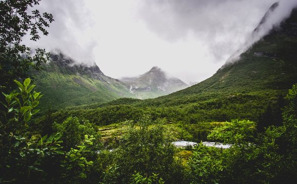 green mountain valley in norway