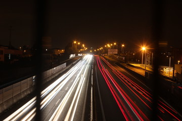 car lights in the night, long exposure