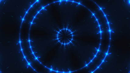 Fototapeta premium Fractal shining lights in darkness, 3d render computer generating backdrop.