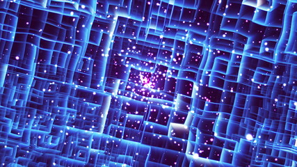 Labyrinth of light, abstract technology 3d rendering background, computer generated, for technology or business