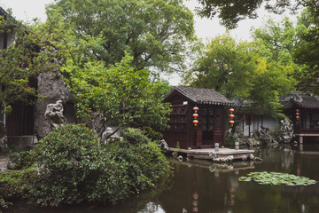 Fototapeta na wymiar Tuisi Garden in the old town of Tongli, Jiangsu, China
