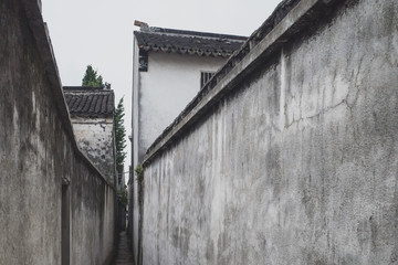 Narrow alley in old town of Tongli, China