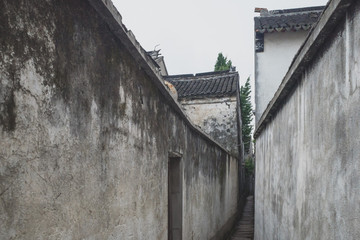 Narrow alley in old town of Tongli, China