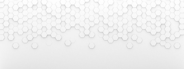 Fototapety  Bright white abstract hexagon wallpaper or background - 3d render