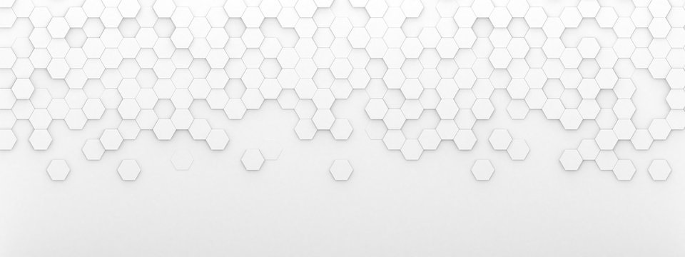 Bright white abstract hexagon wallpaper or background - 3d render