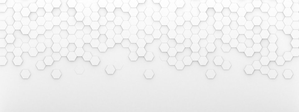 Bright white abstract hexagon wallpaper or background - 3d render © Leigh Prather