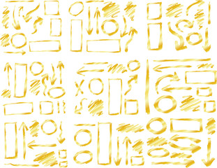 Illustration of a Gold sign written with a brush set