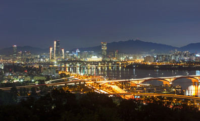 View of Seoul  South Korea  at night