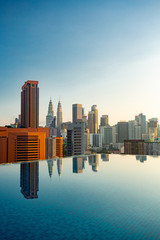Fototapeta premium Kuala Lumpur skyline pool view 