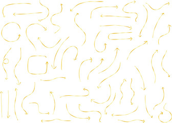 Gold Simple thin arrow variation illustration set