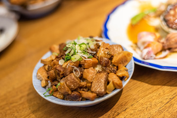 Chinese seafood pork on rice