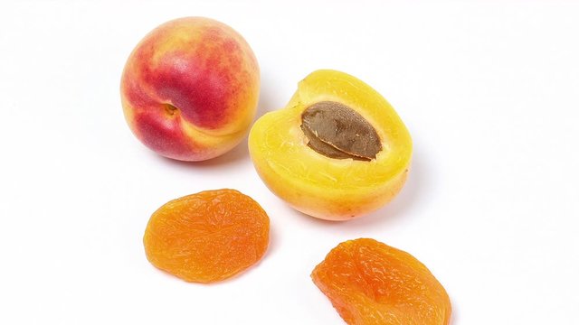 Fresh raw dry yellow orange apricot zoom in 