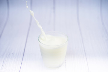 close up fresh milk in glass