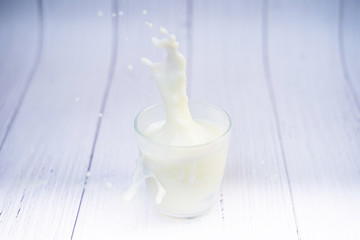 close up fresh milk in glass