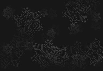 Winter holiday pattern with black snowflakes background