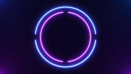 Abstract Neon bright lens flare colored on black background. Laser show colorful design for banners advertising technologies